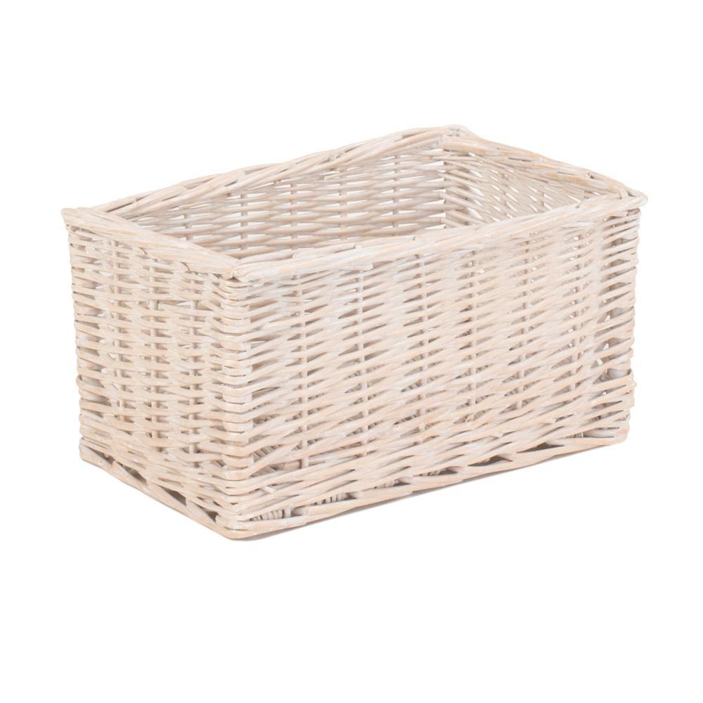 Whitewash Unlined Wicker Storage Basket-1