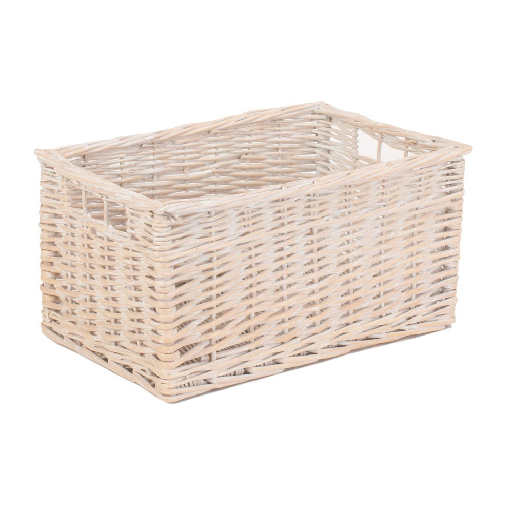 Whitewash Unlined Wicker Storage Basket-4