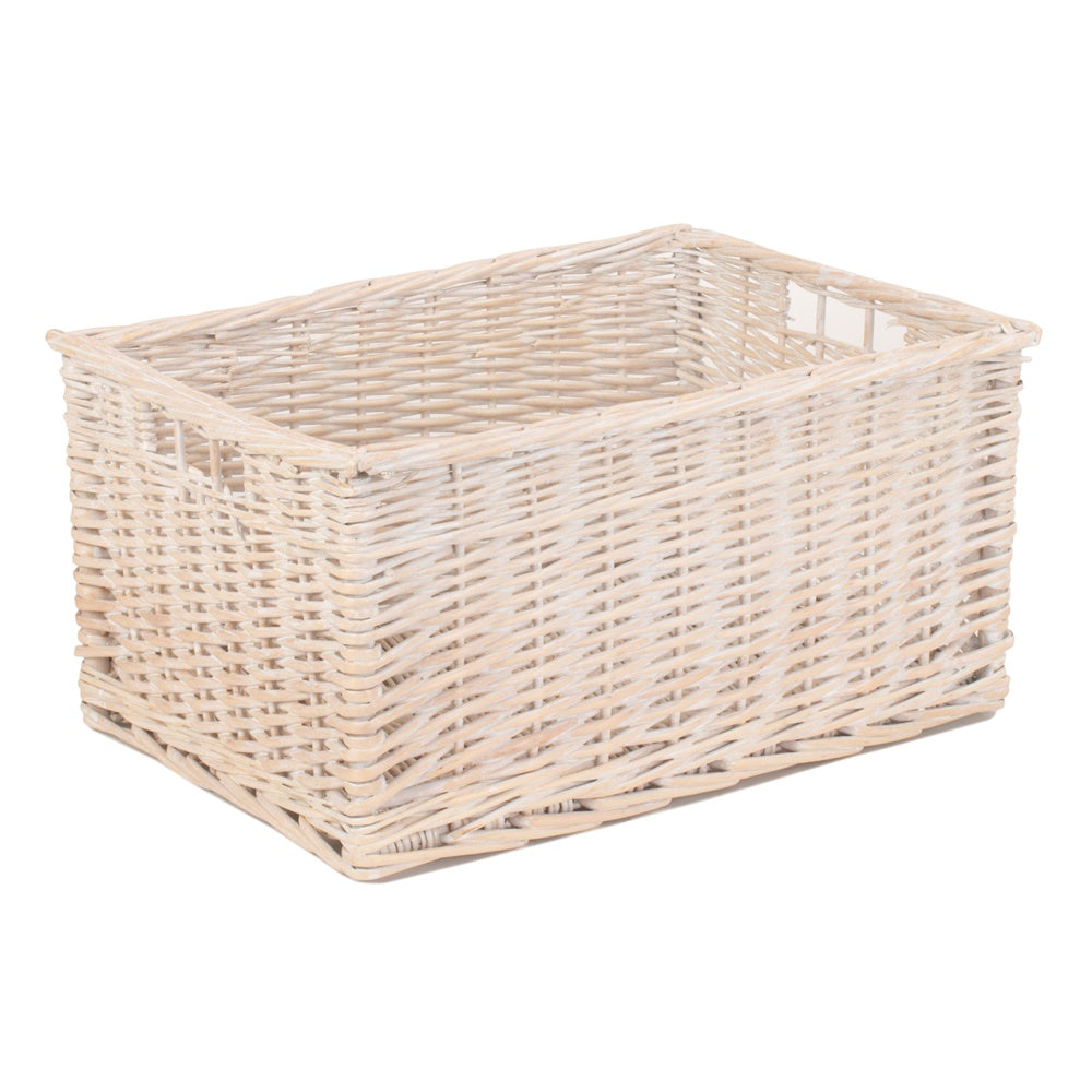 Whitewash Unlined Wicker Storage Basket-3