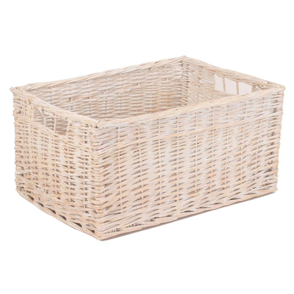Whitewash Unlined Wicker Storage Basket-2