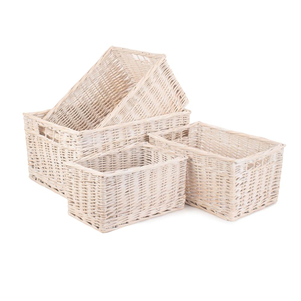 Whitewash Unlined Wicker Storage Basket-0
